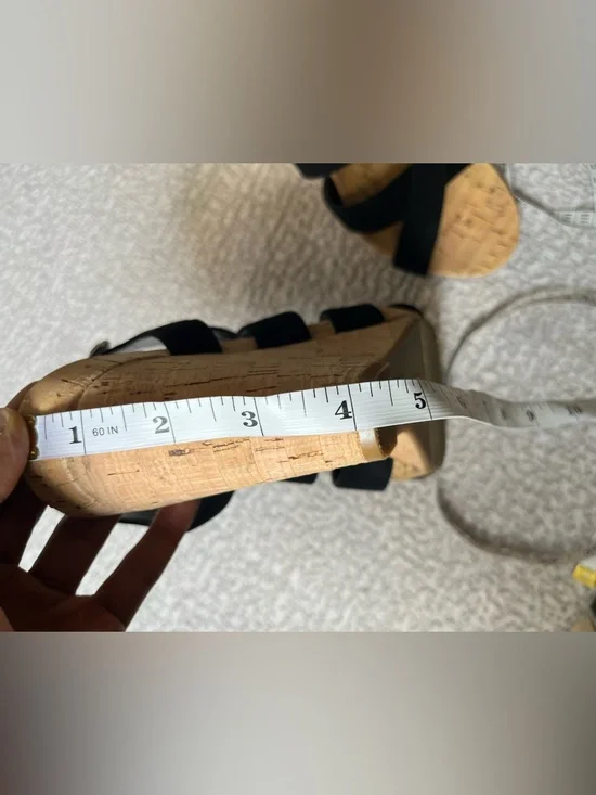 INC International Concepts Black Cork-Trim Crisscross Sandals 8 1/2 - Picture 11 of 13